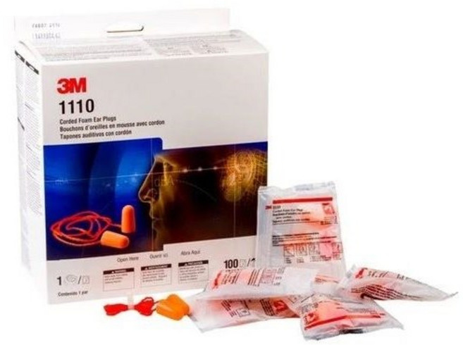 3M 소음 방지 이어플러그 귀마개 폼귀마개 1100 1110, 1개, 100쌍