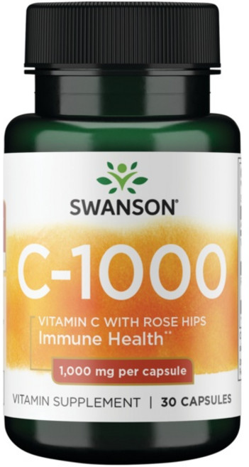 스완슨 비타민 C 로즈 힙 1000mg 캡슐, 1개, 30정