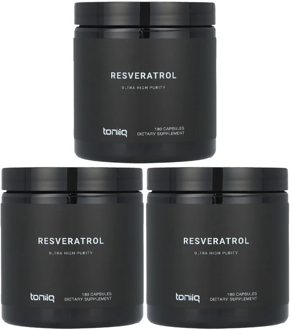 Toniiq 트랜스 레스베라트롤 효능 resveratrol 600mg 180캡슐 3병, 120g, 180정 - 쿠팡
