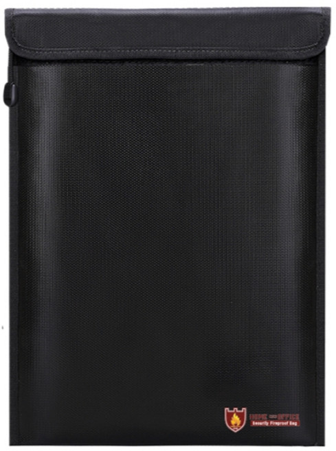 방화 방수 파우치 기내용 보조배터리 보관 여권보관, 세로형 방화파우치 28X38(A4) 블랙, 1개