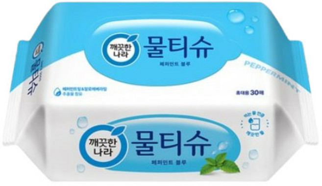 깨끗한나라 페퍼민트 물티슈, 30개입, 1개