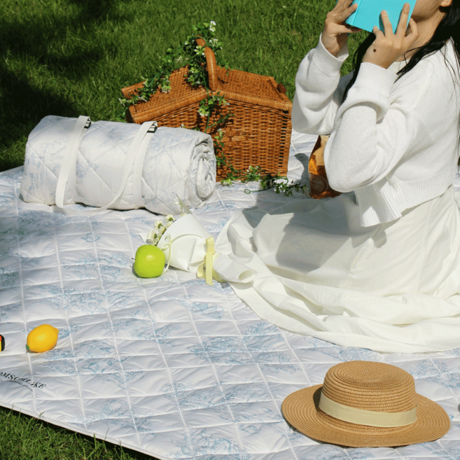 솜솜라이크 트왈드 푹신한 피크닉매트, 블루