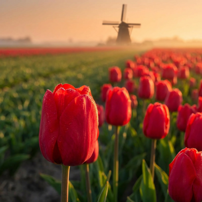 수입 유럽 튤립 구근 쉬운 재배 토경/수경재배 네덜란드 원종 저온처리 구근 레드, 2개