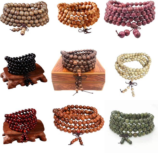 만불루 패션염주 팔찌염주 108염주 불교 여성 남자 염주 팔찌 나무 원석 재물운 소원 성취 만사형통 반야 불교용품 남성 염주팔찌, 8번.8mm 108 황화리목, 1개