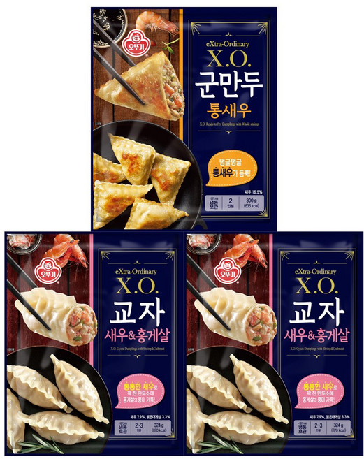 오뚜기 X.O. 교자새우&홍게살 324g 4봉+통새우군만두 300g 2봉, 1세트, 1.896kg