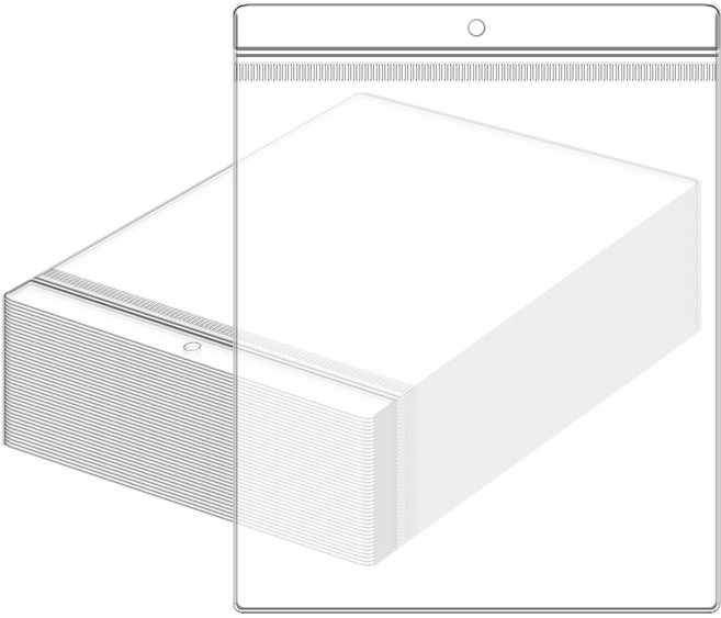 헤다 펀칭 PVC 지퍼백 봉투 소형 두꺼운, 1세트, 100매입