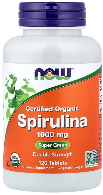 나우푸드 인증 스피룰리나 2배 강도 1000mg 120정, 1개 - 쿠팡