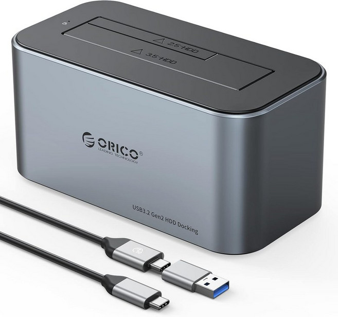 ORICO 하드 드라이브 도킹 스테이션 알루미늄 USB C에서 SATA 3.06Gbps 인클로저2.53.5인치 SSD HDD UASP 지원 최대 18TB6616C3 전원 공급 장치, 2 Bay with Clone