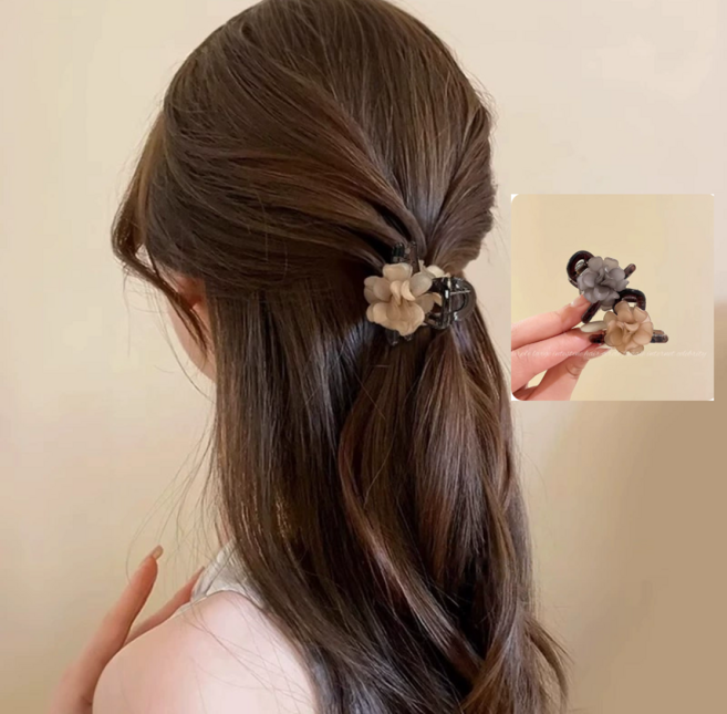 [2개세트] 동백 미니 헤어 집게핀 올림머리 반머리 포인트 머리핀, 2개, 세트