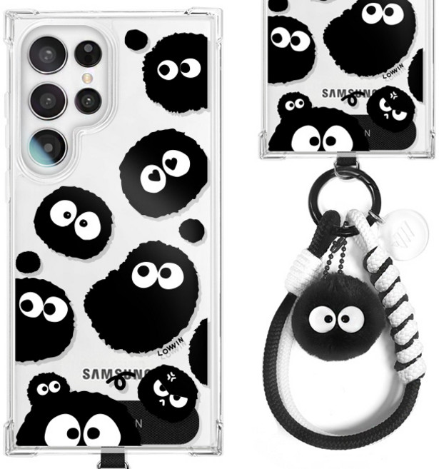 뭉치 핸드스트랩세트 컬러먼지 갤럭시S24 S24플러스 S24울트라 젤하드케이스 폰스트랩