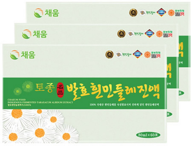 채움웰 토종 발효 흰민들레진액 흰민들레즙, 80ml, 180개