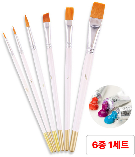 별오점 수채화 유화 아크릴 붓 세트 6종, 1세트