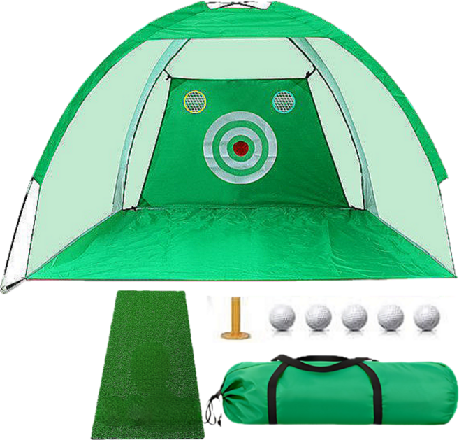 폴대 1+1 배가배가 골프 그물망 입문자 연습용 개인 골프 가정용 연습장 네트 스윙 안전망 연습기 구성품 세트, 2M 치핑 그린