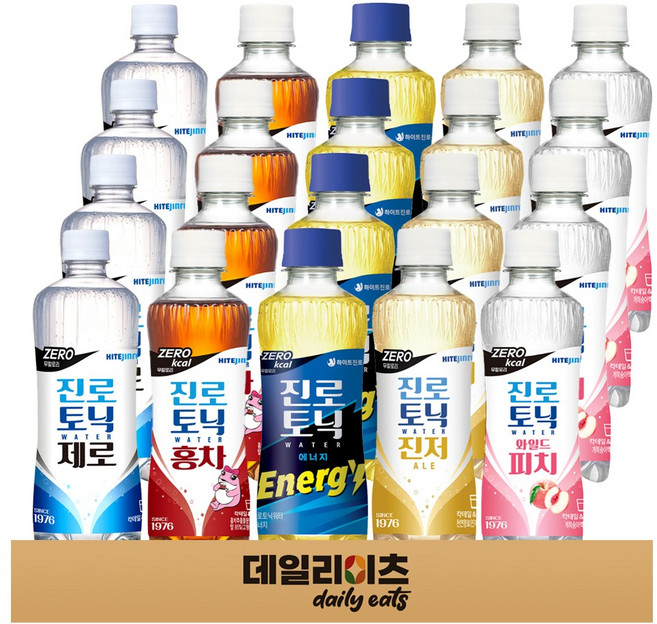 [데일리이츠] 진로 토닉워터 탄산 제로 칼로리 5종 4개씩 20개 (진로 토닉워터 / 진로 토닉워터진저에일 / 진로 토닉워터홍차 / 진로 토닉워터와일드피치 / 진로 토닉워터솔), 2세트, 300ml