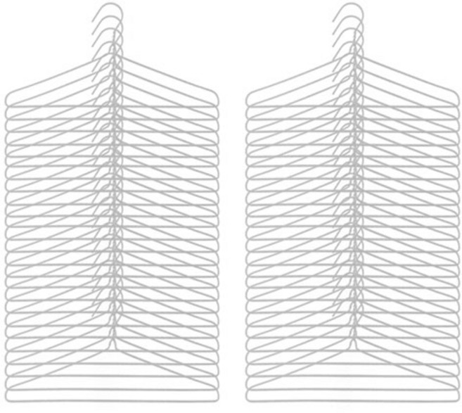 두꺼운 16인치 세탁소 옷걸이, 100개, 흰색