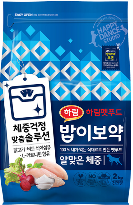 하림펫푸드밥이보약 강아지 기능성 사료, 다이어트(체중유지), 2kg, 1개