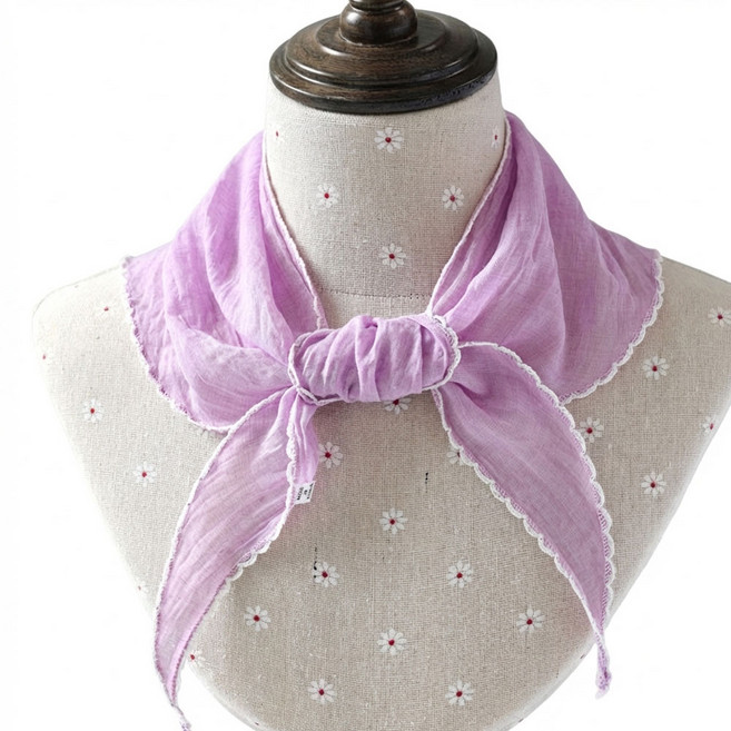 메리앤유 국내생산 스티치 포인트 쁘띠 미니 삼각 스카프 목수건 목보호