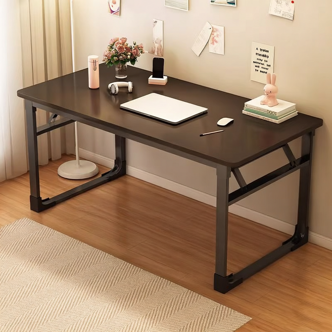 TixPra 다용도 접이식테이블 컴퓨터책상 철제책상 사무용책상 설치가 필요 없음 식탁, 블랙