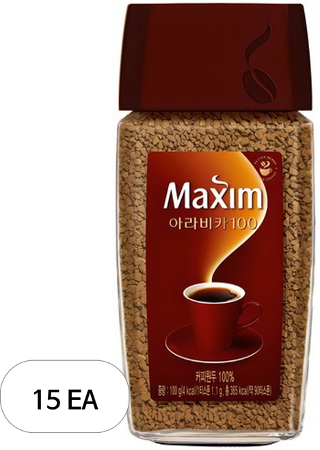 맥심 아라비카100 원두커피믹스 병, 100g, 1개입, 15개