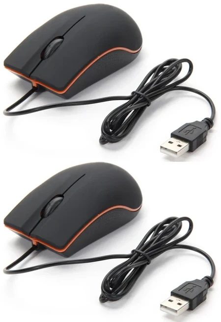 USB 유선 게이밍 마우스 1200 인치 당 점 광학 3 버튼 게임 PC 노트북 컴퓨터 전자 스포츠 1M 케이블 새로, 03 2Pcs Black, 01 China Mainland