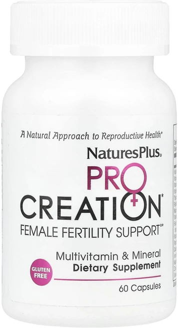 NaturesPlus 프로크리에이션 Female Fertility Support 식물성 캡슐 60 정, NaturesPlus프로크리에이션FemaleFertil, 1개, 60정 - 쿠팡