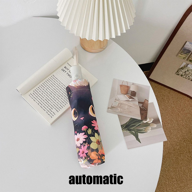 꽃다발 고양이 우산 자외선 삼중 차단제 접이식 용도 완전 차양 차단 자동 이중