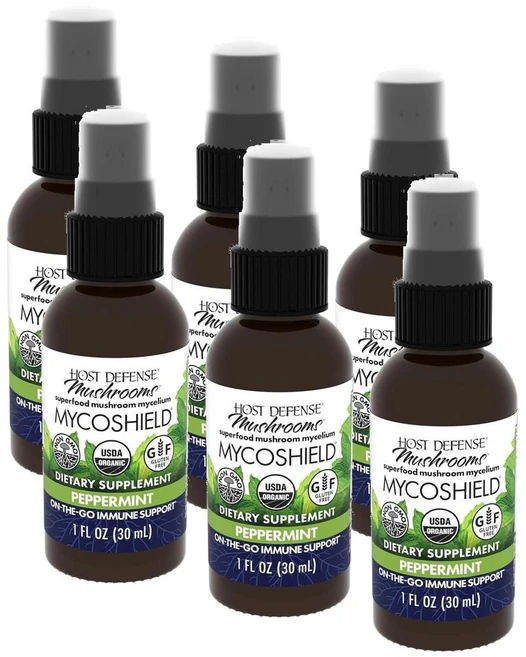 호스트 디펜스 마이코쉴드 머쉬룸 스프레이 페퍼민트 Host Defense MycoShield Spray Mushrooms, 6개, 30ml - 쿠팡