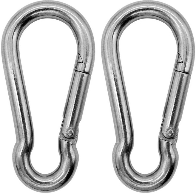 아웃메이트 304 스테인리스 스틸 카라비너 - 헬스장 스윙 개 끈 해먹 열쇠고리 등을 위한 고강도 내구성 및 녹슬지 않은 클립, 4" (M10) 2pcs