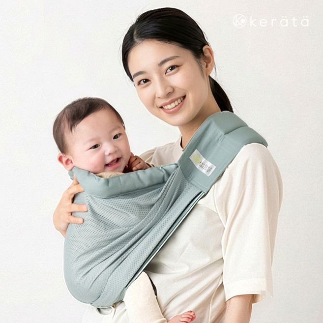 케라타 신생아 메쉬형 슬링 아기띠 베이비슬링 포대기 요람자세, 민트그린