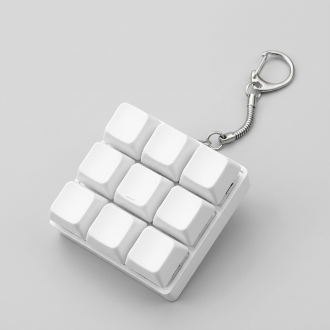 fformme 9구 ASMR 키캡 클릭커 키링 딸깍이 (DIY 청축), 1개, 화이트