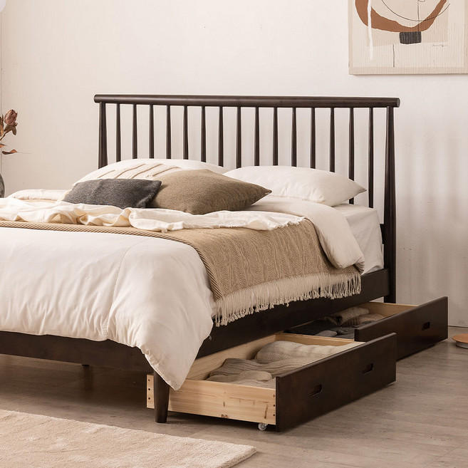 상일리베가구 제이든 신혼 부부 원목 수납침대 SS(독립유로탑매트리스), 월넛