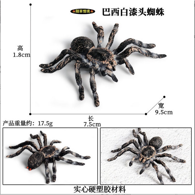 隨草憶境 仿真蜘蛛模型, 1個, 巴西白漆頭蜘蛛（9.5cm）