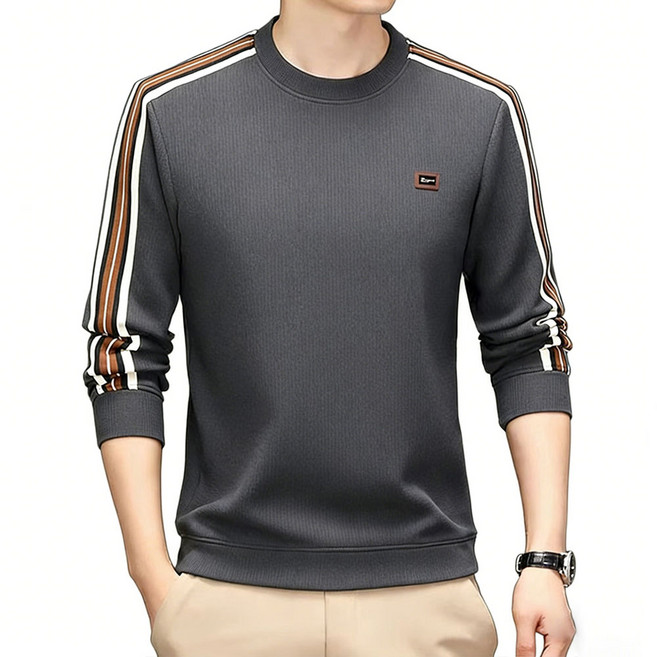 남성 맨투맨 긴팔 티셔츠 울 실크 혼방 안감 기모 캐주얼 스포츠 스타일 기본 루즈핏OLF2551