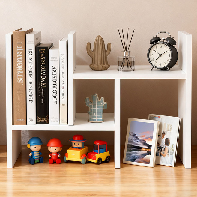 오솜 책장 책꽂이 서류 오픈 정리대 확장 조절형 수납선반, 3단, 화이트