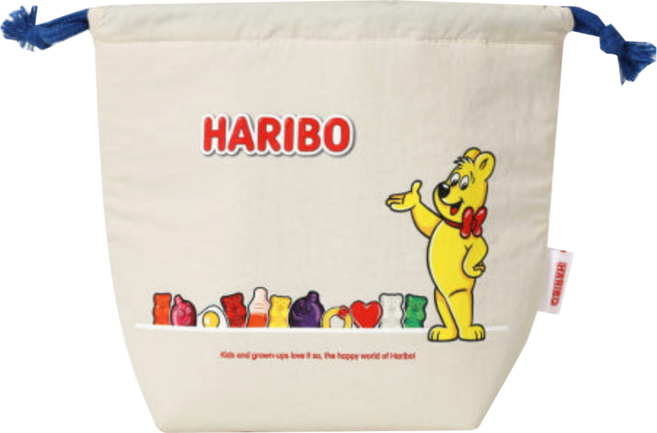 하리보 골드베렌 런치박스 2단 도시락, 하리보 2단 런치박스 파우치(아이보리), 1개