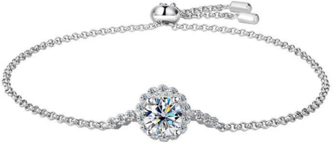 시르겜스 모이사나이트 1캐럿 원형 반짝이 샤이니 모조 다이아몬드 베이직 팔찌