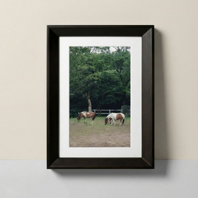 삼각 소나무 원목 아크릴 액자 5x7 4x6 사이즈 겸용, 1개, 브라운블랙