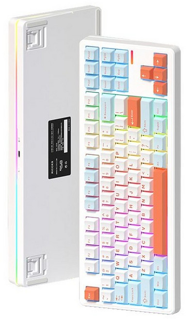 RICCKS 릭스 RS8 V2 유무선 기계식 키보드 텐키리스 87키, 화이트오렌지, 목설축