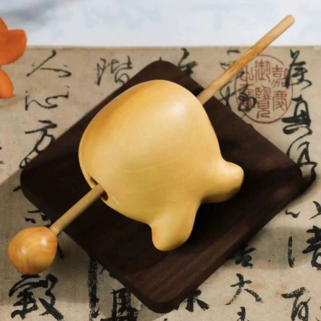 黃楊木 木魚 隨身便攜 法器擺件, 1個, 大葉黃楊木小魚木魚約4.8*4.2*3.5