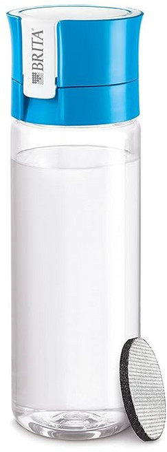 BRITA 브리타 필앤고 600ml 휴대용 정수 물병 블루 카트리지 1개 포함, 파란색
