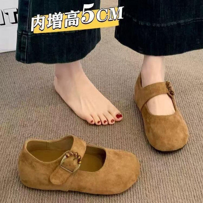 一字帶內增高鞋女 春季新款時尚百搭淺口單鞋