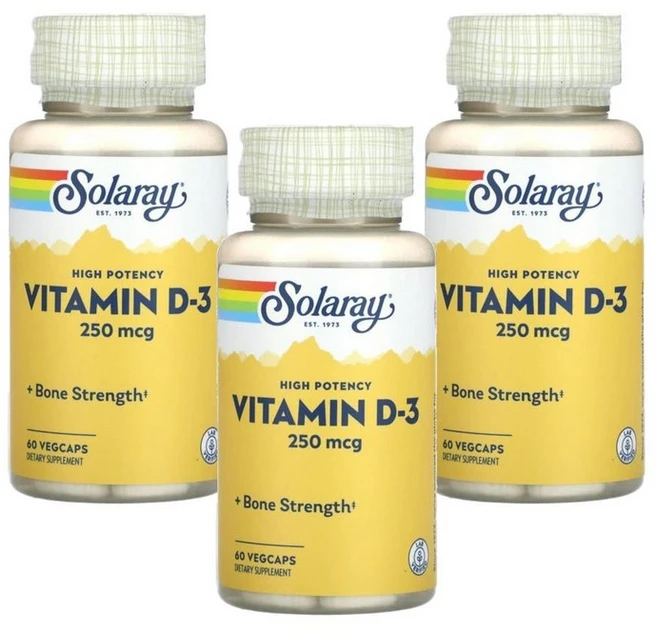 솔라레이 고효능 비타민D3 250mcg 베지 캡슐, 3개, 60정 - 쿠팡