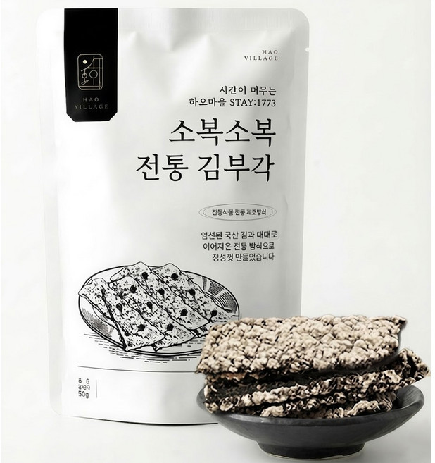 [무당저염] 하오마을 찹쌀 김부각 수제 명인 부각, 35g, 3개