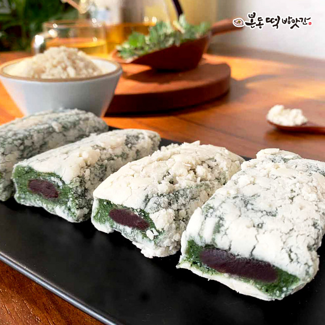 본동떡방앗간 해풍맞은 진도참쑥 쑥찰떡 1kg+수제 콩고물100g / 앙꼬쑥찰떡 1kg [택1], 12개