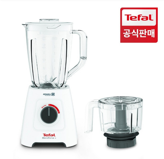 판매1위 테팔 블렌드포스 2 in 1 대용량 다지기 믹서기 파워엘릭스 6중칼날, 화이트
