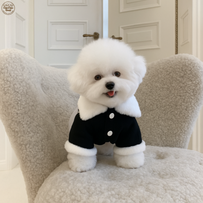 oguogushop 강아지옷 자켓 코트 겨울옷 반려동물, 1개, 블랙