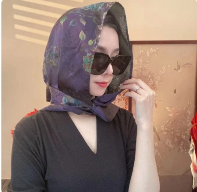 女士連帽圍巾春夏薄款防曬披肩 包頭絲巾百搭飄帶頭巾帽 多功能旅遊休閒穿搭 #紫氣東來 #均碼