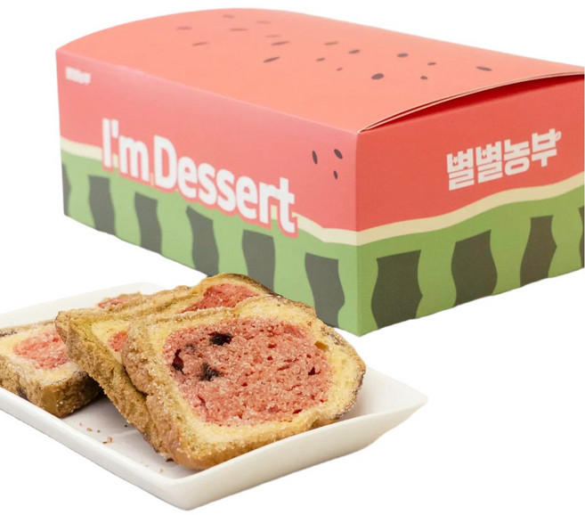 수박식빵 러스크 선물 세트 수제 디저트 개별포장 답례품, 10개, 48g