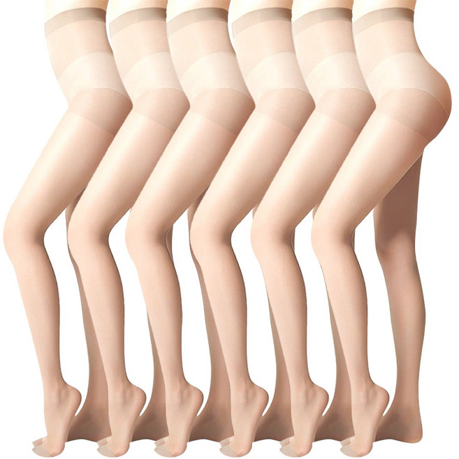핫템! 쫀쫀 고탄력 올나감 제로 팬티스타킹 6p 세트 블랙 살구색 FREE