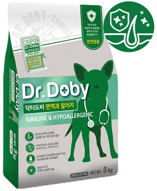 닥터도비 면역과 알러지 강아지 저알러지 기능성 사료, 피부/피모+알러지, 5kg, 1개